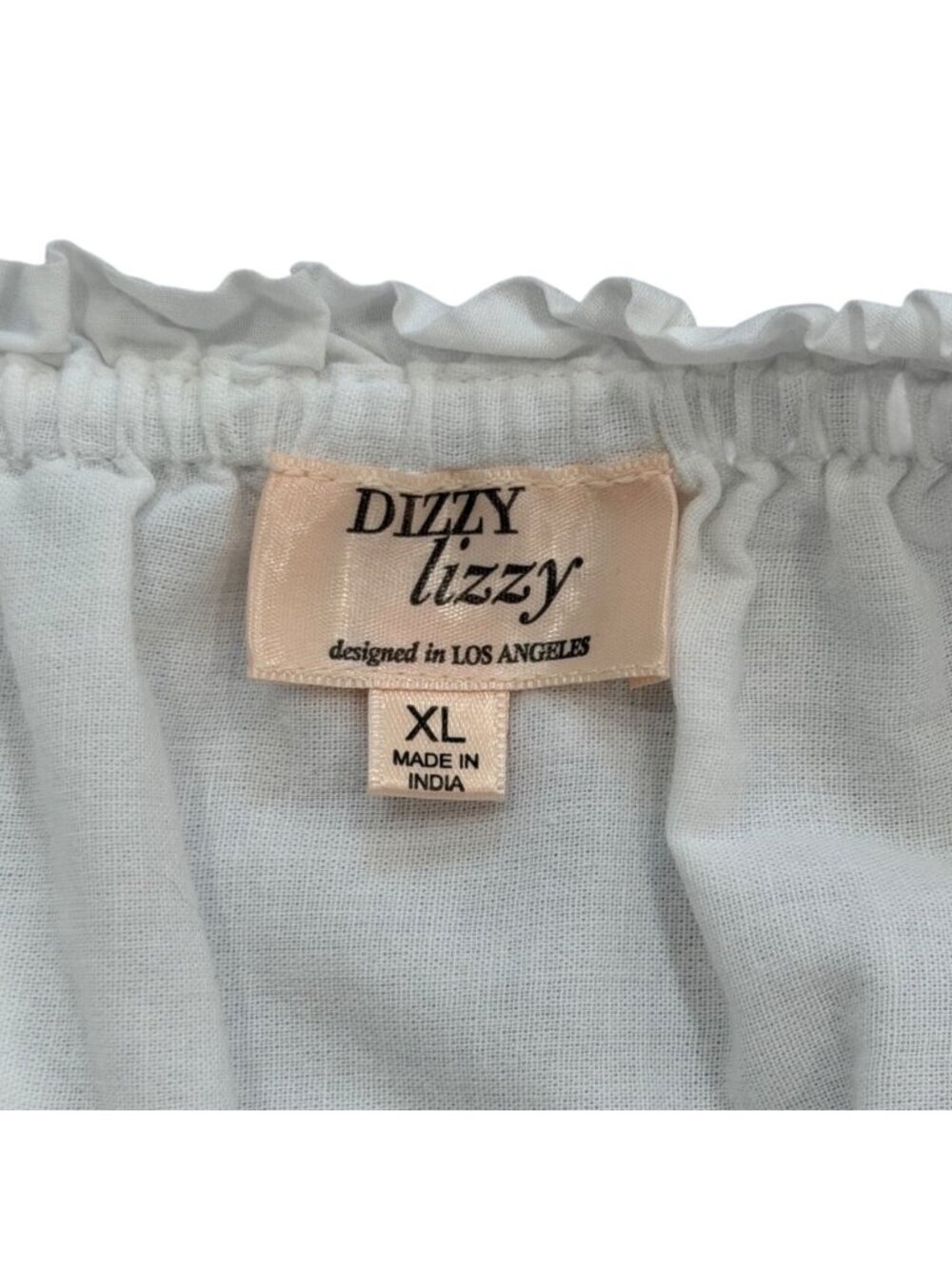 Dizzy Lizzy Womens XL Midi Dress White Cotton Puff-Sleeves Cottagecore Milk-Maid - Picture 4 of 8